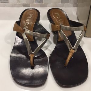 Prada heeled sandals sz 6. (36) tan/brown